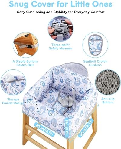 High Chair Cover Portable with 3-Point Harness, Waterproof Baby Seat Cover - Image 3