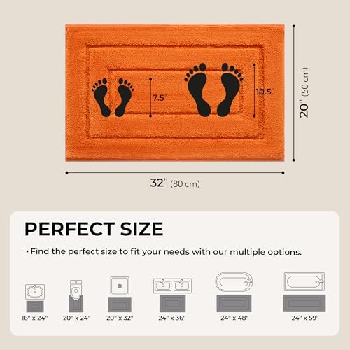 GRANNY SAYS Orange Bathroom Rug 20" x 32", Non-Slip Microfiber Bath Mat - Image 2