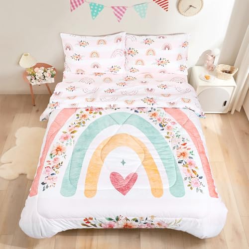 Toddler Bedding Sets Twin Size for Girls, Rainbow Toddler Crib Bedding Set 5 by PeaPod