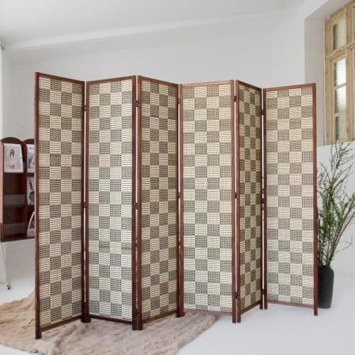 6 Panel Bamboo Room Divider, 5.6 ft Tall Double-Sided Folding Privacy Screen - Image 4