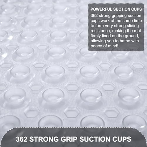 TEESHLY Bath Tub and Shower Mats, Non Slip 40 x 16 Inch Extra Long Bathtub Mat - Image 3