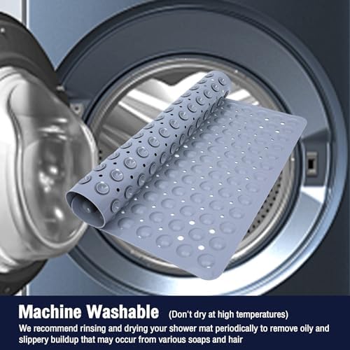 Square Shower Mat Bathtub Mat Tub Bath Mat Non Slip Grey 21"x21" - Image 6