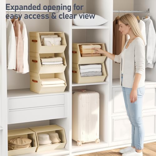 Stackable Closet Organizers and Storage Bins, Open Front Closet Shelf Organizer - Image 2