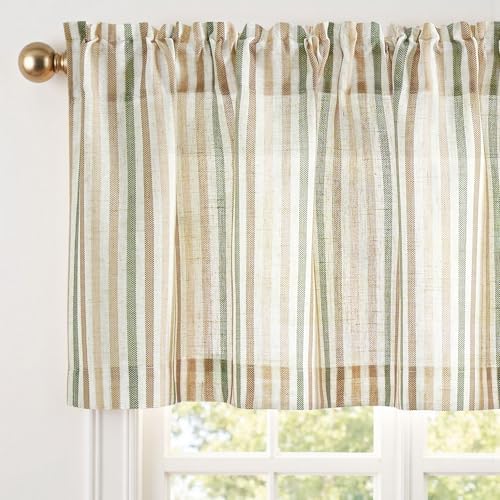 jinchan Linen Boxter Striped Kitchen Valances Multi Green 50 x 16 2 Panels - Image 2