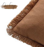 Foindtower Decorative Linen Fringe Throw Pillow Covers 16×16 Orange Brown - Image 3