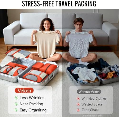 Veken 10 Set Packing Cubes for Travel Essentials, Anti-Wrinkle Buckled Suitcase - Image 5