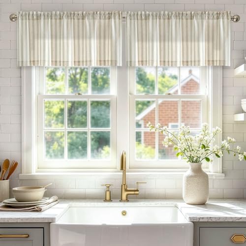 jinchan Linen Striped Kitchen Valances by JINCHAN