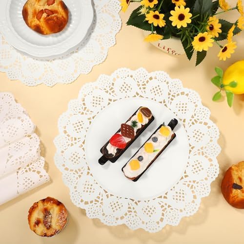 MCEAST 100 Pack Round White Paper Doilies 13.5 Inches Lace Paper Place Mats - Image 4