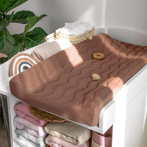lulumoon Muslin Changing Pad Cover: Quilted Cotton Gentle on Baby's Skin - Image 2