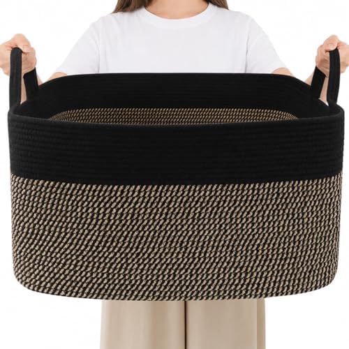 96L Laundry Basket with Handles, Extra Blanket Basket by HZFTJOY