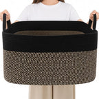65L Laundry Basket with Handles, Woven Blanket Basket by HZFTJOY