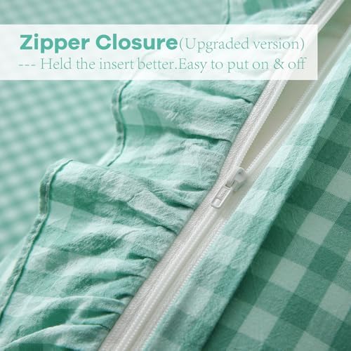 2 Pack Spa Blue White Gingham Euro Pillow Sham Covers 26''x26'' - Image 4