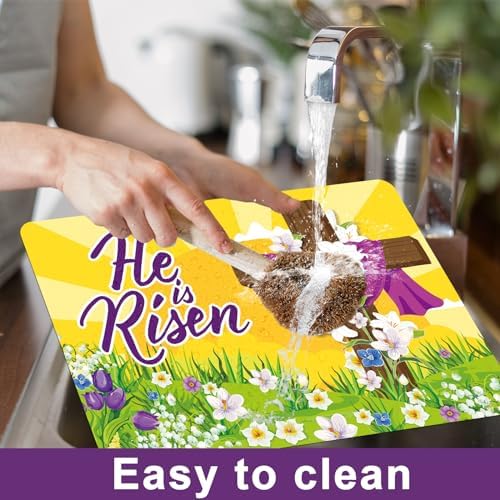 Happy Easter Placemats Set of 6 He is Risen Plastic Table Mat 17×13×0.04in - Image 4