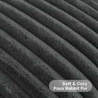 FUTEI Pack of 2 Faux Fur Throw Pillow Covers 28x28 Inch, Dark Grey - Image 2