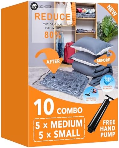 GONGSHI Vacuum Storage Bags for Clothing, Medium & Small by GONGSHI