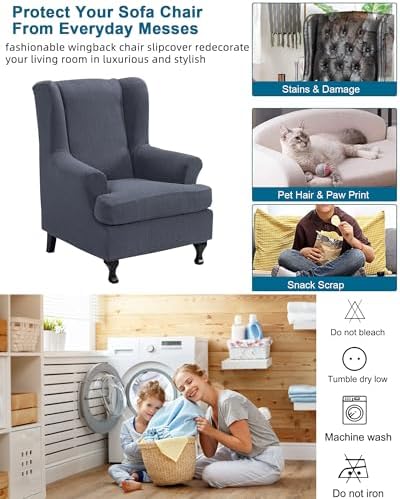 CRFATOP Wingback Chair Covers Stretch Armchair Slipcovers - Image 5