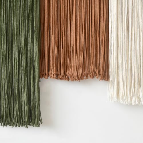 3pcs Macrame Wall Hanging Woven Wall Decor Brown Green Ivory 10"W*40"L - Image 7
