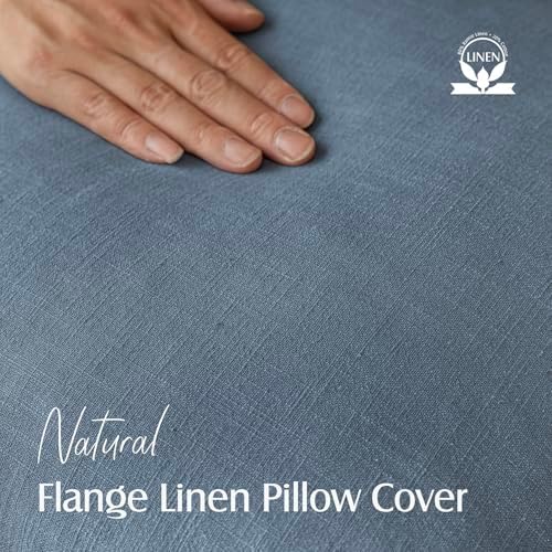 Foindtower Linen Solid Decorative Throw Pillow Covers 20x20 Inch Misty Blue - Image 2