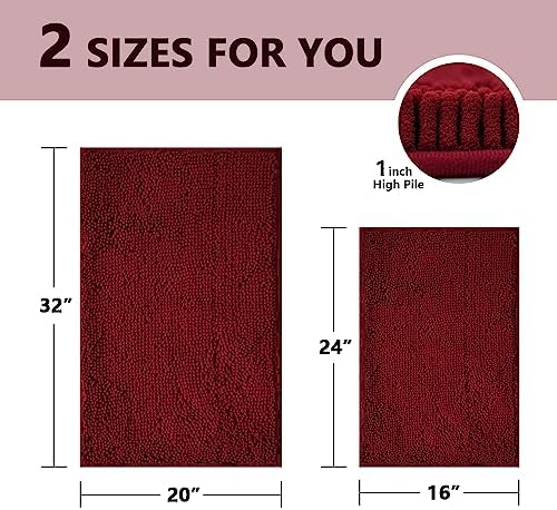 BOANKODU Bathroom Rugs Sets 2 Piece, Extra Soft Chenille Bath Mat Absorbent - Image 2