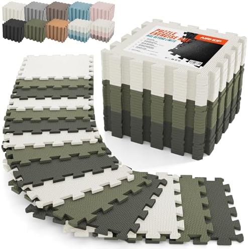 AIRHOP 18 PCS Gym Floor Mat, EVA Foam Puzzle Gym Mat, High-Density Interlocking by Airhop