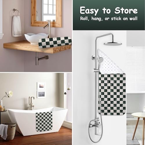 Bathtub Mat Non Slip, Checkered Extra Long Bath tub Mat Shower Floor Mat - Image 4