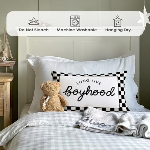 Long Live Boyhood Boys Room Throw Pillow Cover 12x20, Playroom Kids Throw - Image 2