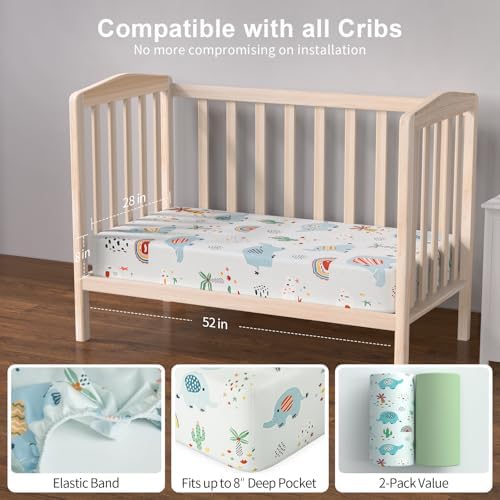 Baby Crib Sheets 2 Pack for Boys and Girls Fit for Standard Crib Toddler - Image 5