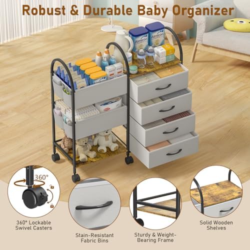 Baby Diaper Caddy Organizer Cart - Image 5