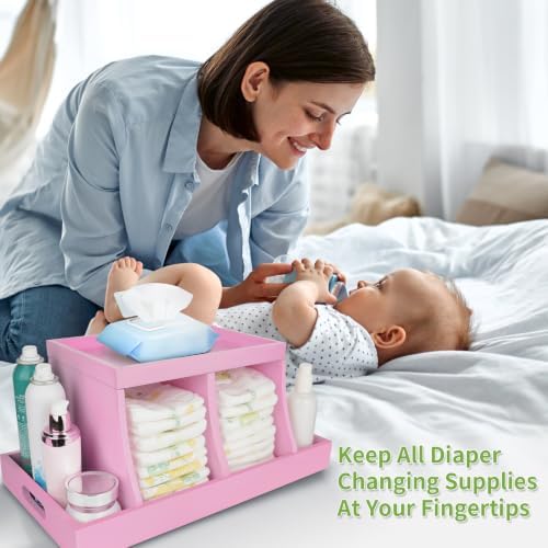Diaper Caddy Organizer, Changing Table Organizer, Wooden Diaper Organizer - Image 5