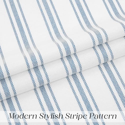 ZJDECOR Blue White Striped Semi Sheer Kitchen Curtain Valances - Image 5