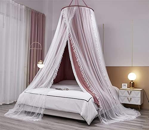 VETHIN Double Layer Princess Round Dome Canopy Bed Curtain - Image 2