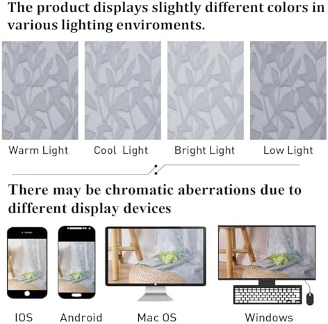 Lecloud Leia Light Grey Sheer Curtains 84 Inches Long 2 Panels, Semi Sheer - Image 4