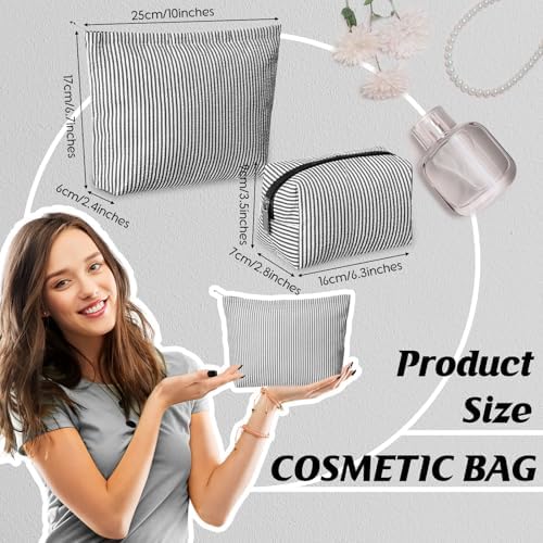 Huhumy 2 Pcs Makeup Bag Set for Women, Thin Stripe - Image 2