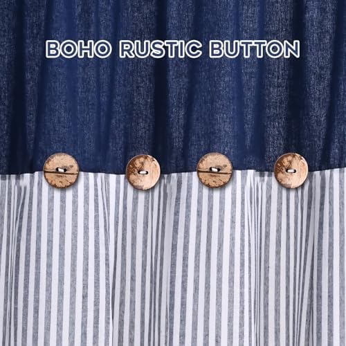 ASPMIZ Cotton Linen Farmhouse Kitchen Curtains, Boho Rustic Button Short - Image 4