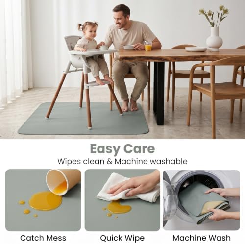 Splat Mat for Under High Chair, Waterproof Washable High Chair Floor Mat - Image 2