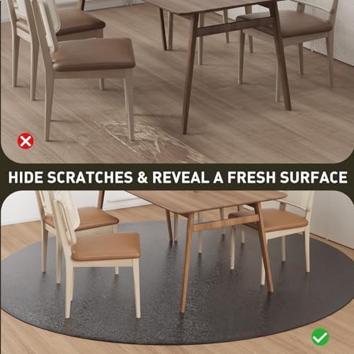 Black Plastic Floor Mat for Under Dining Table, 4ft Round No Slip Waterproof - Image 3