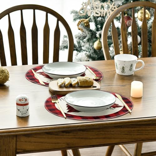 Artoid Mode Watercolor Red and Black Buffalo Plaid Christmas Trees Merry Xmas - Image 4