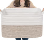 Goodpick 75L Extra Large Woven Blanket Basket, Light Brown by Goodpick