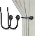 Hion Curtain Holdbacks Black 2pcs, Curtain Tiebacks Wall Mounted Hooks by Hion