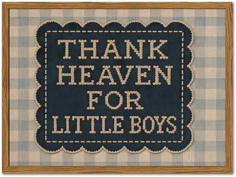 Framed Thank Heaven for Little Boys Wall Art, Baby Boy Nursery Wall Decor by Unknown