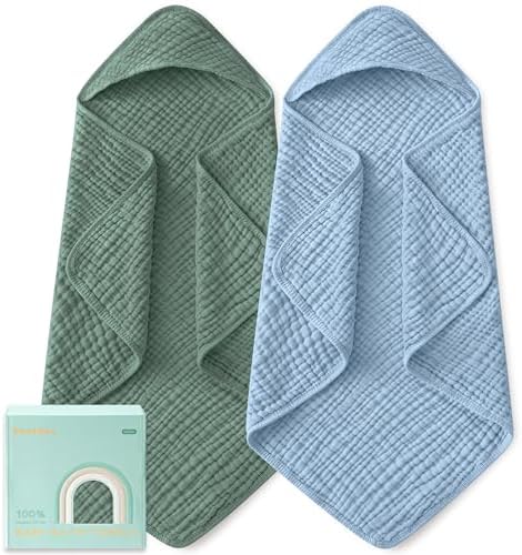 Yoofoss Hooded Baby Bath Towels 2 Pack 100% Muslin Organic Cotton by YOOFOSS
