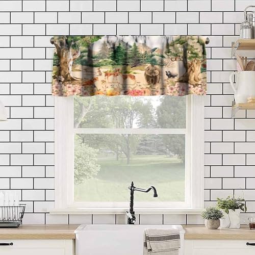 Forest Valance Curtain for Kitchen, Window Treatment Retro Mountain Forest - Image 4
