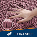 Chenille Bathroom Rug 20"x32" Dusty Rose, Non-Slip Plush Bath Mat - Image 3