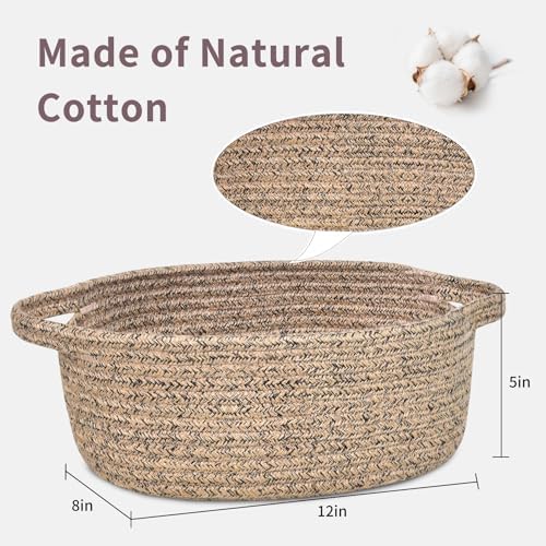 ABenkle Small Basket with Handles, Boho Decorative Rope Woven Dog Cat Toy - Image 2