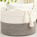 67L Large Blanket Basket, Cotton Rope Blanket Basket Living Room, Baby Laundry by Degeyoyo