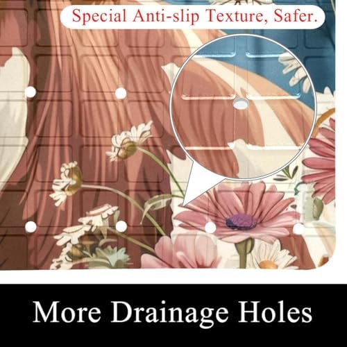 Bath Tub Shower Mat, Washable Bathtub Floor Mats, Suction Cups and Drain Holes - Image 2