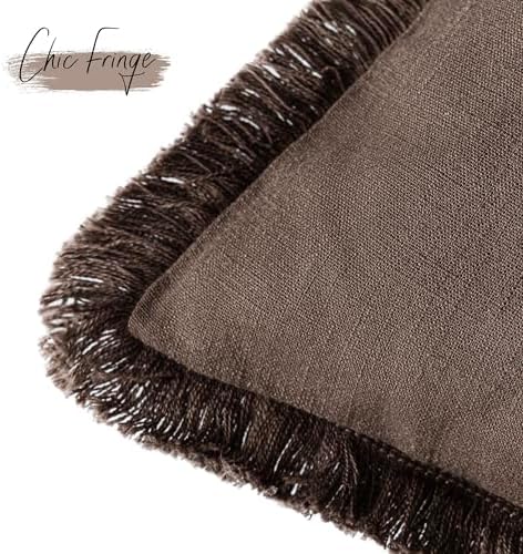 Foindtower Decorative Linen Fringe Lumbar Throw Pillow Covers Cozy Boho - Image 3