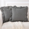 2 Pack Black White Gingham Ruffle Throw Pillow Covers 18''x18'' by KMASANIJI