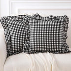 2 Pack Black White Gingham Ruffle Throw Pillow Covers 18''x18'' by KMASANIJI