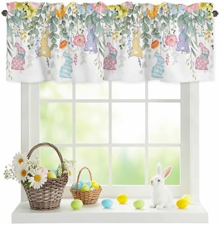 Vandarllin Easter Kitchen Curtains Valances by VandarllinHomeKitchenDecor